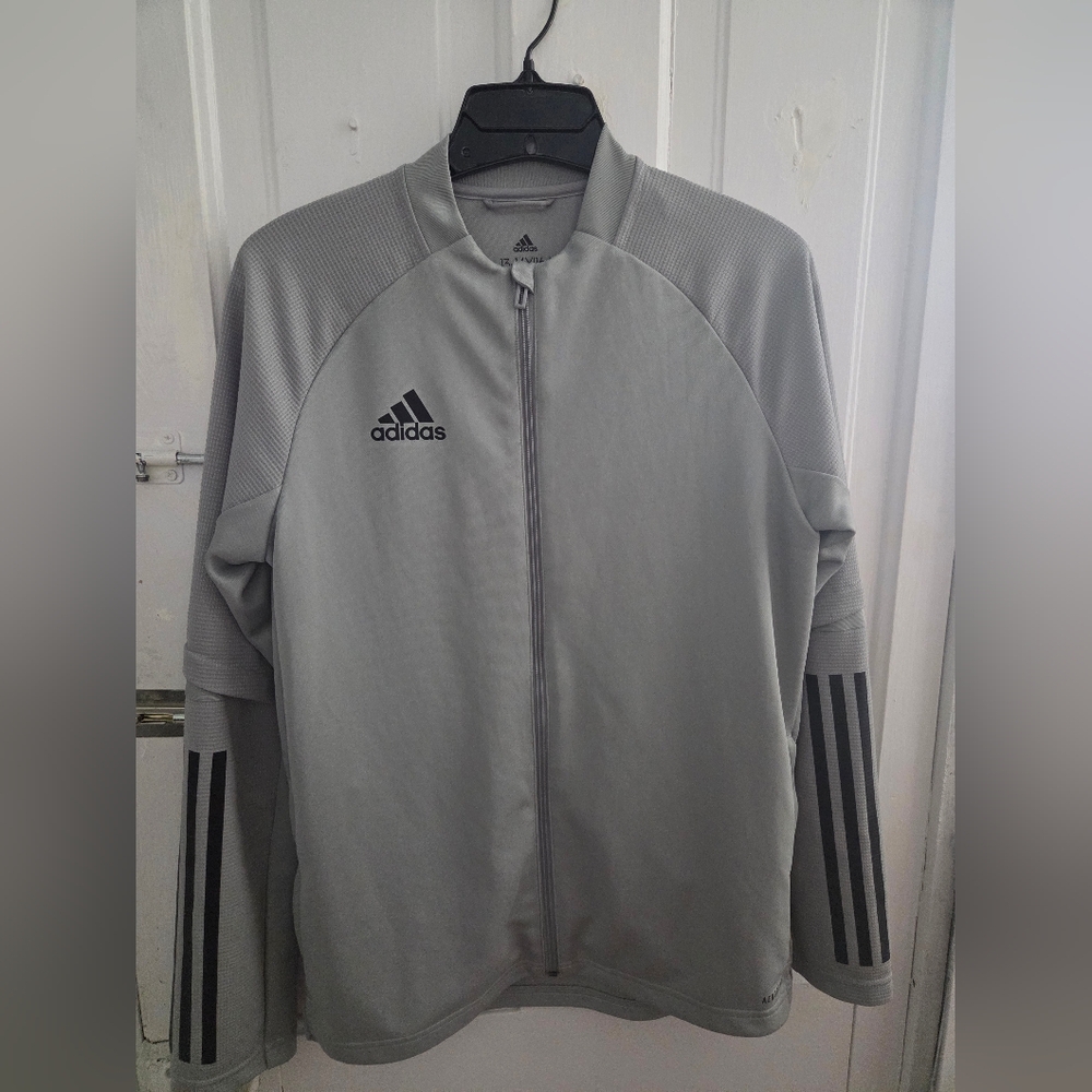 Adidas Kids Aeroready Pewter Zipup Jacket In Size Kids Large (13-14 Yrs) - Picture 1 of 16